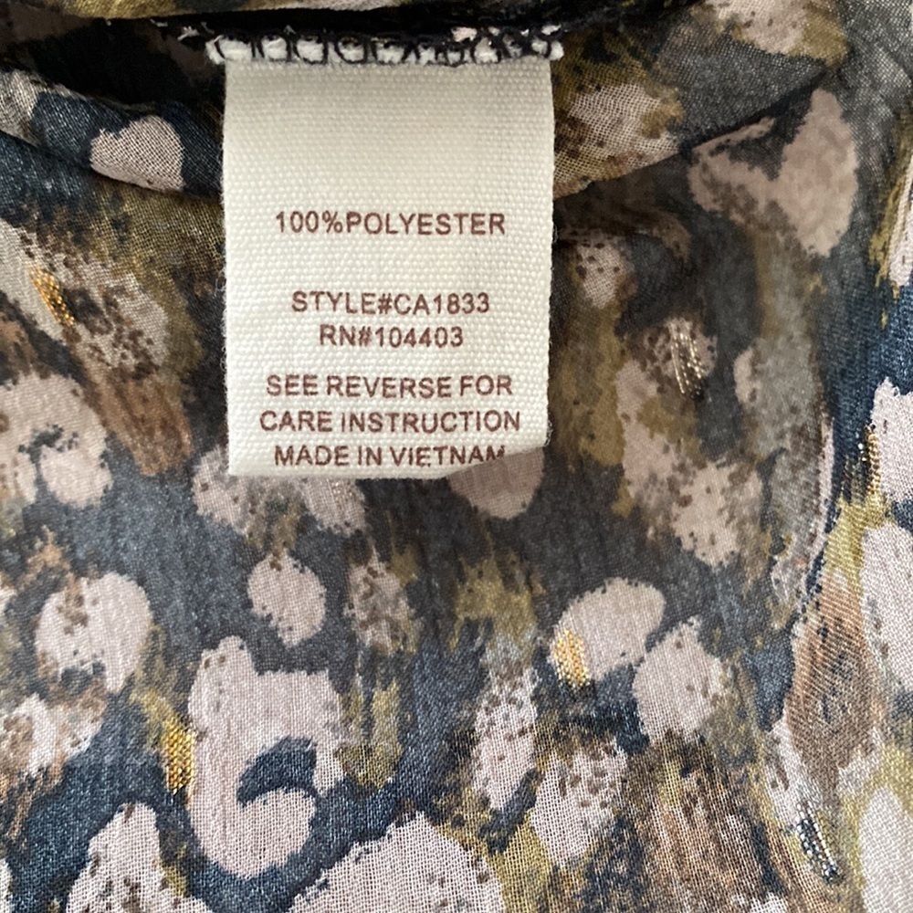 By The River blouse sheer leopard print long sleeve ruffled Size Small NWT - Picture 8 of 9